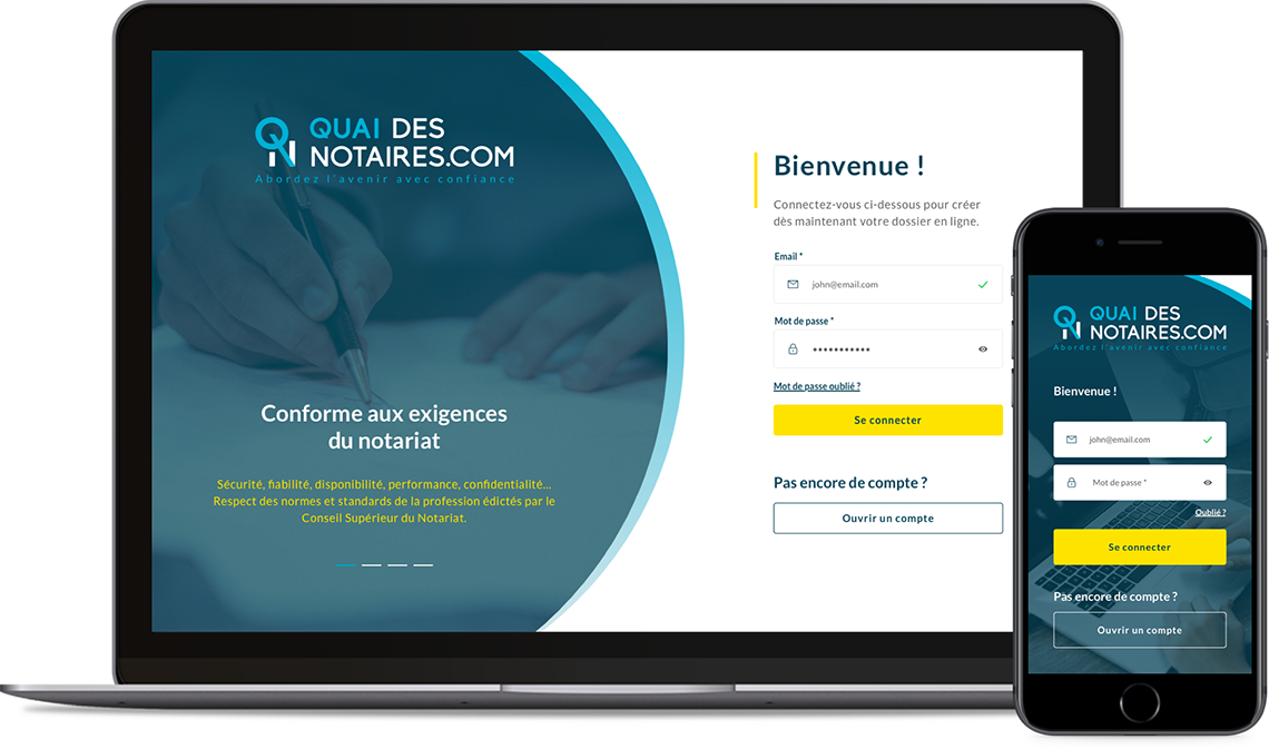 Aperçu de l'application Quai des Notaires